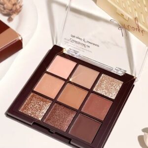 Home nude eyeshadow palette & matte red lipstick set – glam & glow makeup kit